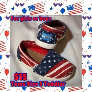 Toms Toddler Size 5 American Flag Red, White, Blue